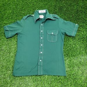 Vintage 70s Disco Hippie Button Shirt Small 18x25 Textured